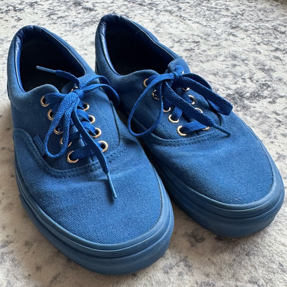 Like New Vans Mono Era Royal Blue Skate Shoes with Gold Eyelets